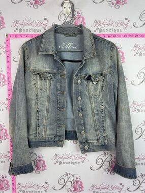 Mavi Jean jacket button up wash light Distressed Light Blue Denim Jacket